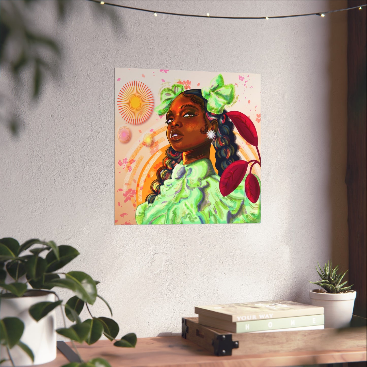 "Pretty In Green" Vibrant Art Print, African American Wall Decor, Boho Home Art, Modern Poster