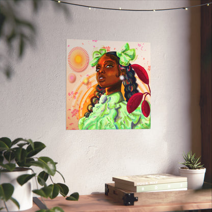 "Pretty In Green" Vibrant Art Print, African American Wall Decor, Boho Home Art, Modern Poster