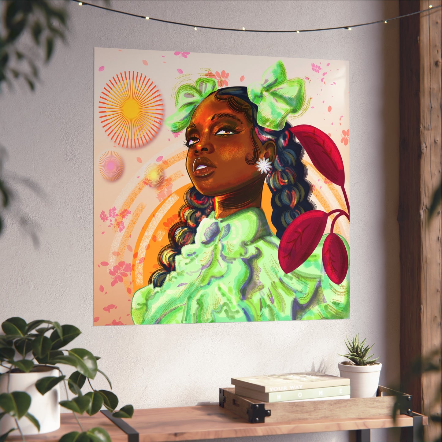 "Pretty In Green" Vibrant Art Print, African American Wall Decor, Boho Home Art, Modern Poster