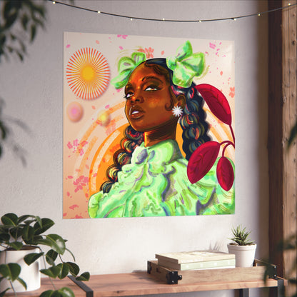 "Pretty In Green" Vibrant Art Print, African American Wall Decor, Boho Home Art, Modern Poster