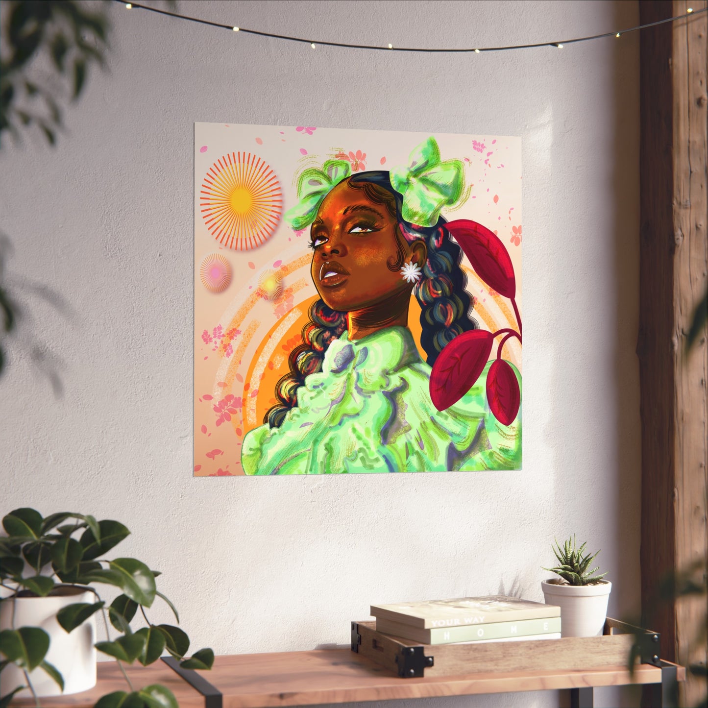 "Pretty In Green" Vibrant Art Print, African American Wall Decor, Boho Home Art, Modern Poster